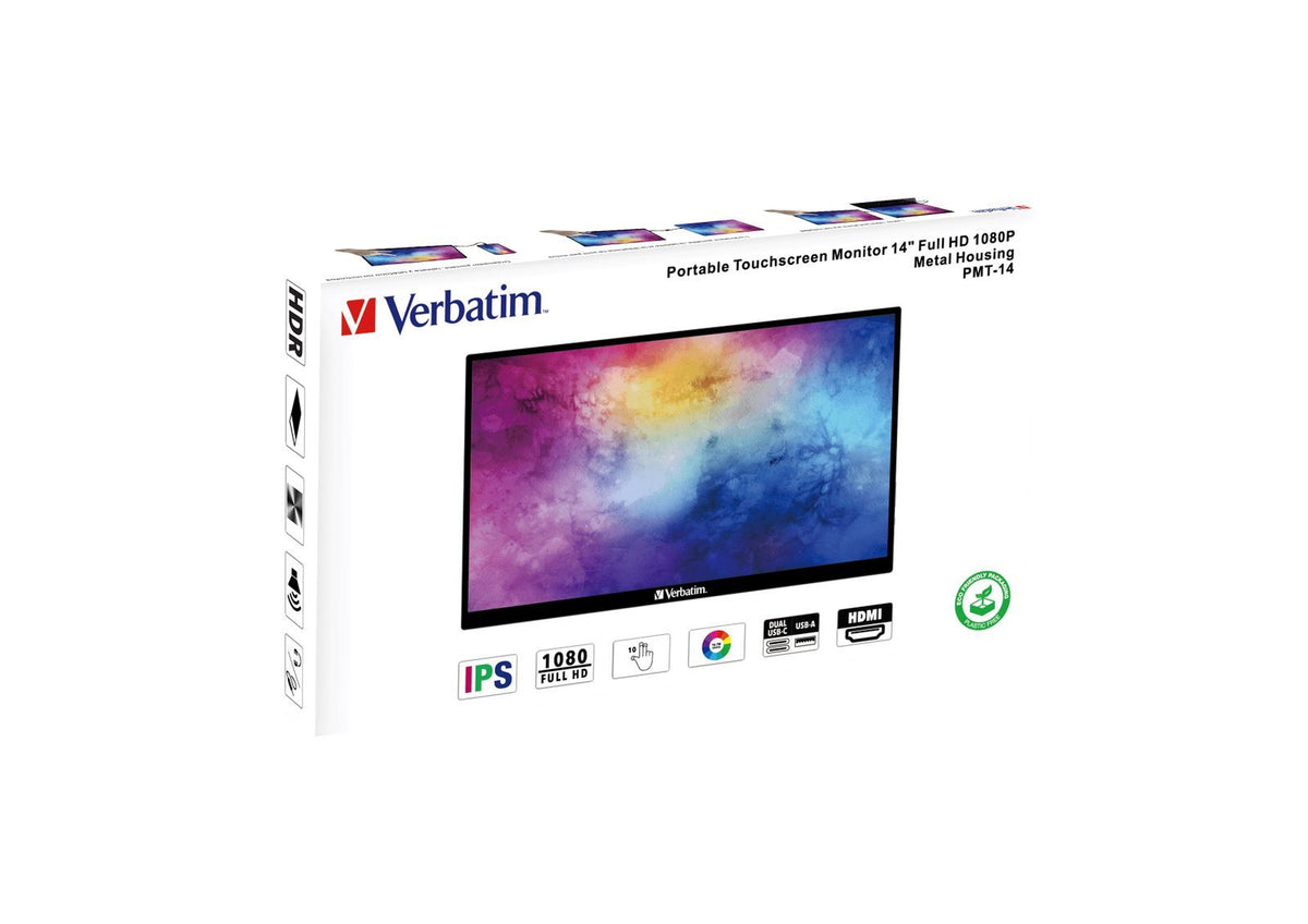 Verbatim 49591 Monitor PC 35,6 cm (14") 1920 x 1080 Pixel Full HD LCD Touch screen Nero [49591]
