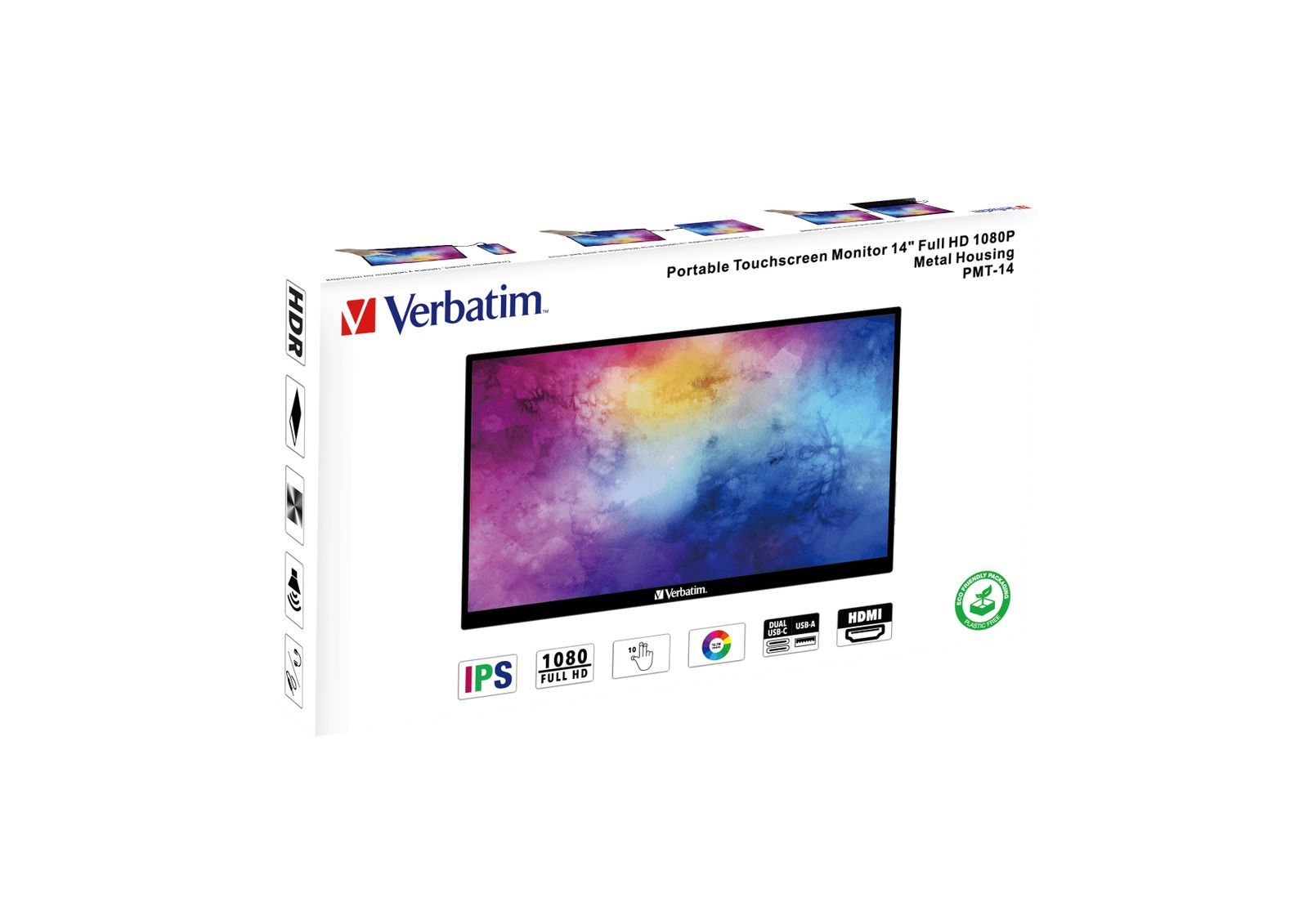 Verbatim 49591 Monitor PC 35,6 cm (14") 1920 x 1080 Pixel Full HD LCD Touch screen Nero [49591]