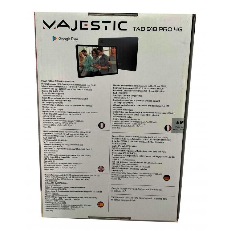 New Majestic TAB 918 PRO 4G 128 GB 26,4 cm (10.4") 6 GB Wi-Fi 5 (802.11ac) Android 13 Nero [114918CB]