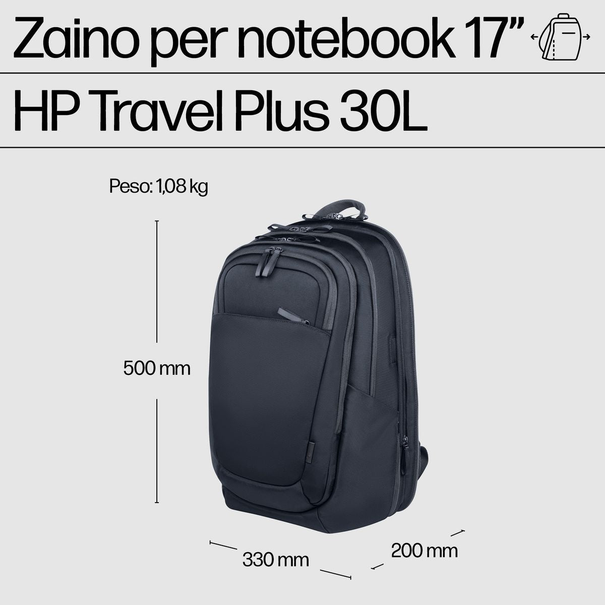 HP Zaino Travel Plus 30L per notebook da 17" [A2CE0AA]