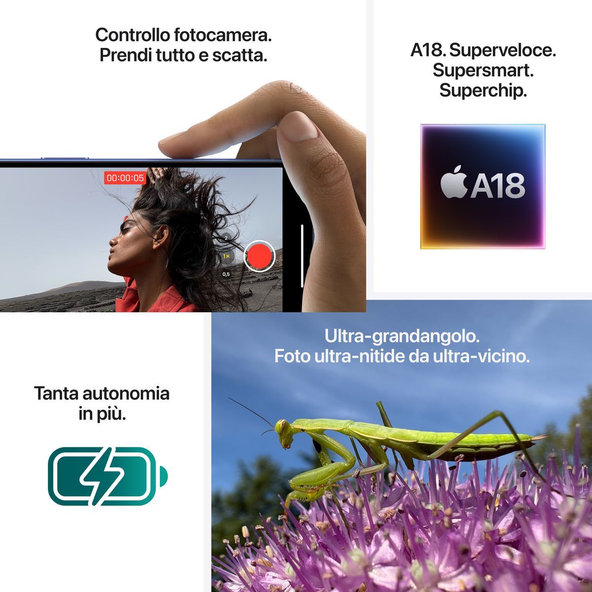 Apple iPhone 16 256GB Bianco [MYEF3QL/A]