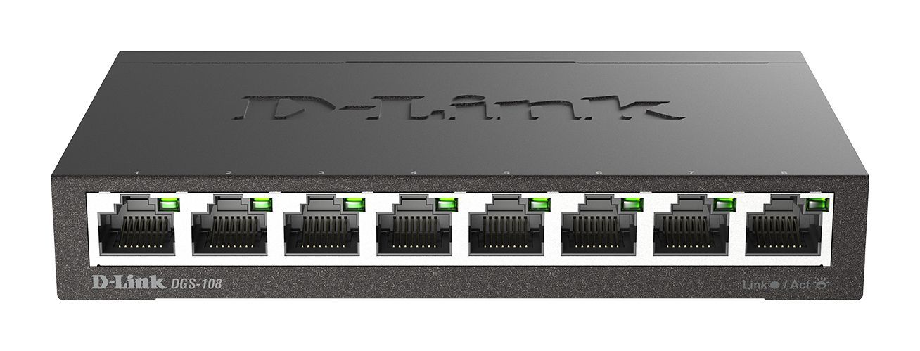D-Link DGS-108 Non gestito L2 Gigabit Ethernet (10/100/1000) Nero [DGS-108/E]