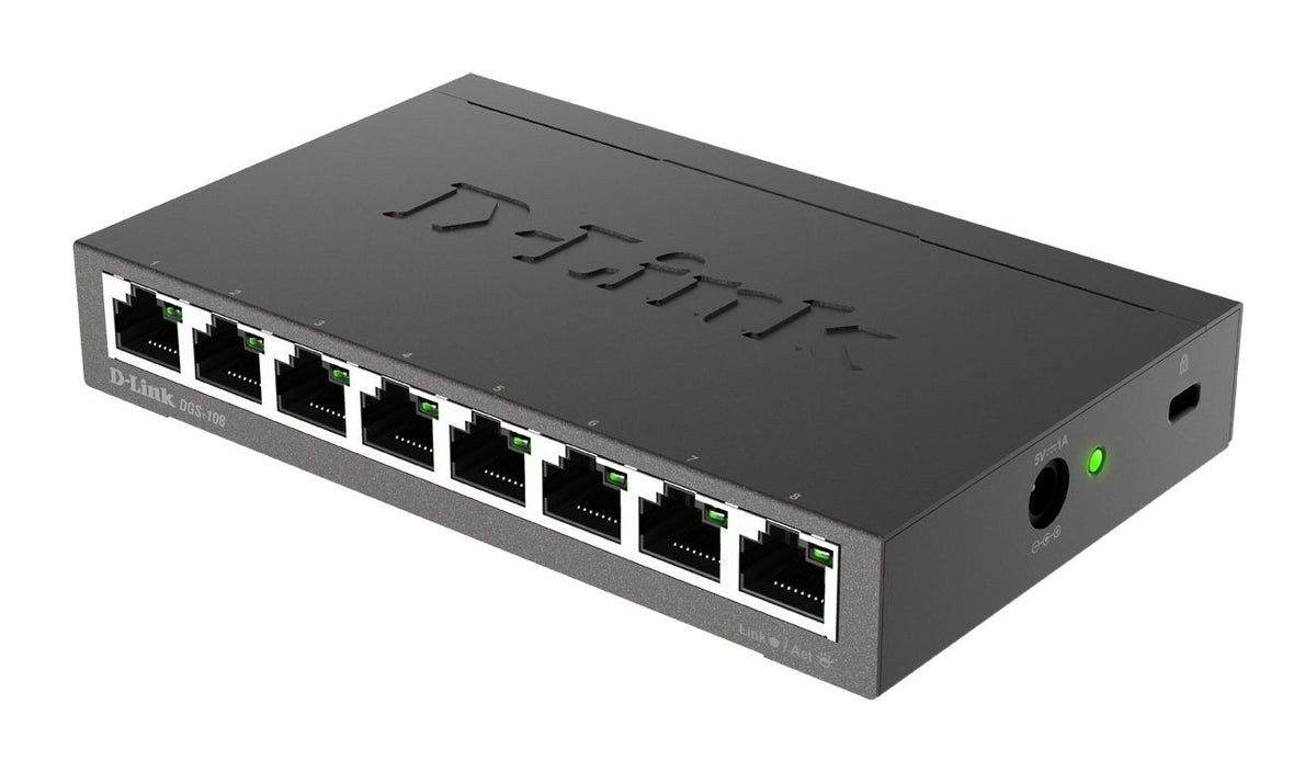 D-Link DGS-108 Non gestito L2 Gigabit Ethernet (10/100/1000) Nero [DGS-108/E]