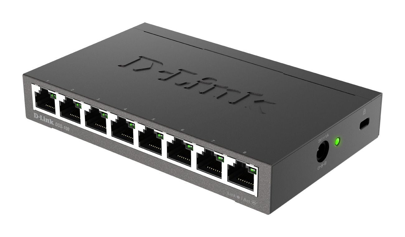 D-Link DGS-108 Non gestito L2 Gigabit Ethernet (10/100/1000) Nero [DGS-108/E]