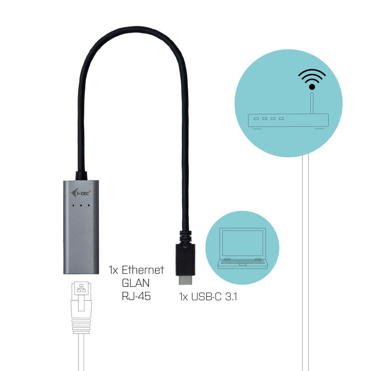 i-tec Metal C31METALGLAN scheda di rete e adattatore Ethernet 1000 Mbit/s [C31METALGLAN]