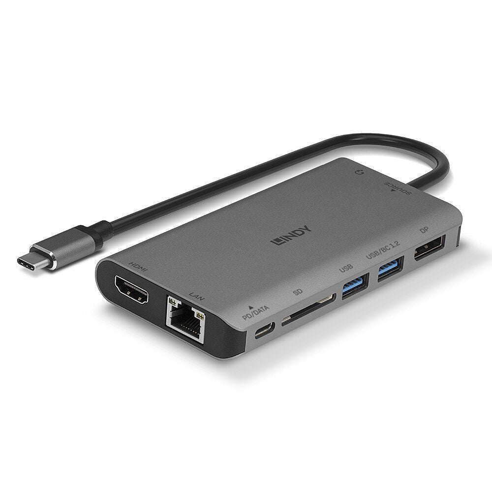 Lindy 43323 replicatore di porte e docking station per laptop Cablato USB 3.2 Gen 1 (3.1 Gen 1) Type-C Nero, Grigio [LINDY43323]
