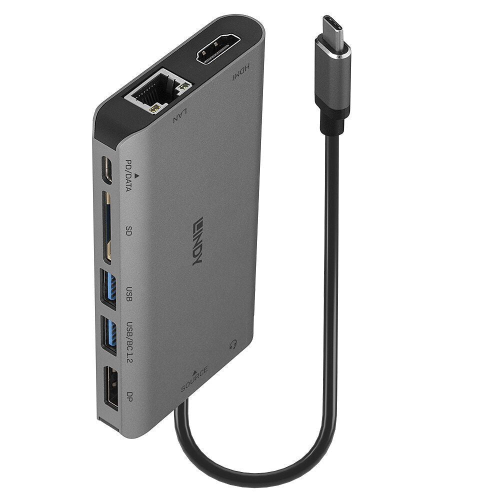 Lindy 43323 replicatore di porte e docking station per laptop Cablato USB 3.2 Gen 1 (3.1 Gen 1) Type-C Nero, Grigio [LINDY43323]