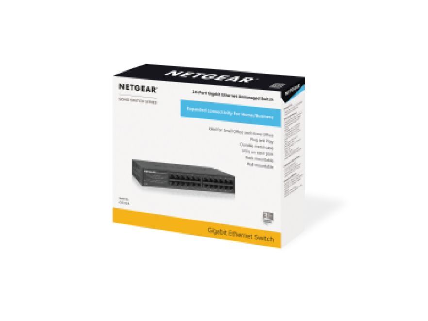 NETGEAR GS324 Non gestito Gigabit Ethernet (10/100/1000) Nero [GS324-200EUS]