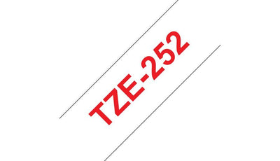 Brother TZE-252 nastro per etichettatrice Rosso su bianco [TZE252]