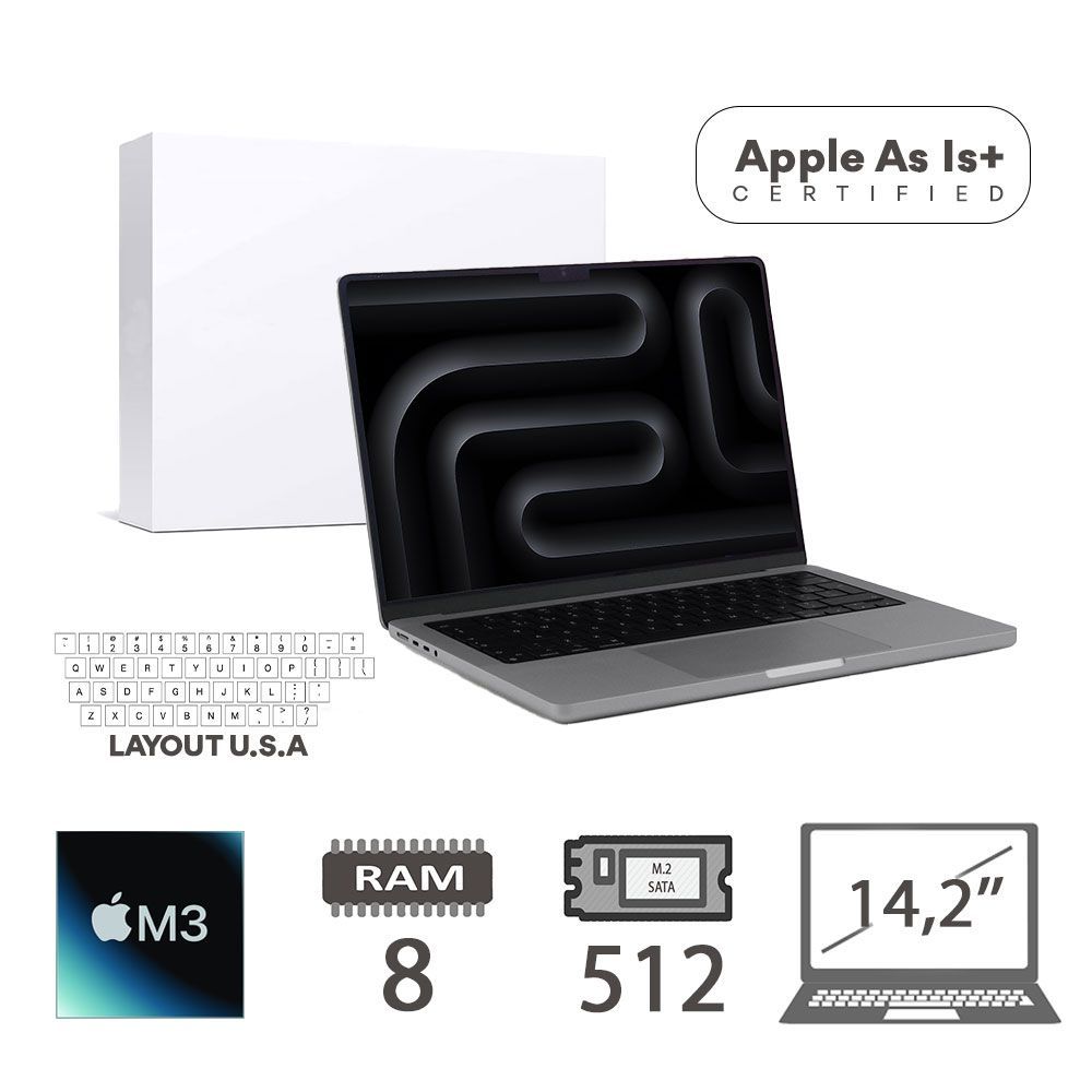 MBP 14,2 (2023)M3-8C/8/512/10GPU/SG/2Y/USA-AS IS+ [007908PCR-EU]
