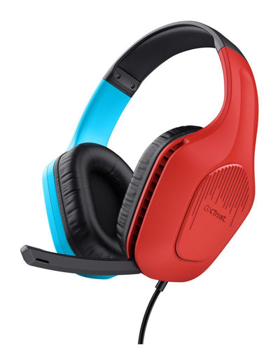 Trust GXT 416S Zirox Auricolare Cablato A Padiglione Gaming Nero, Ciano, Rosso [25423]