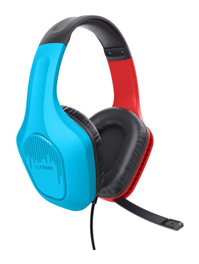 Trust GXT 416S Zirox Auricolare Cablato A Padiglione Gaming Nero, Ciano, Rosso [25423]