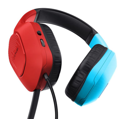 Trust GXT 416S Zirox Auricolare Cablato A Padiglione Gaming Nero, Ciano, Rosso [25423]