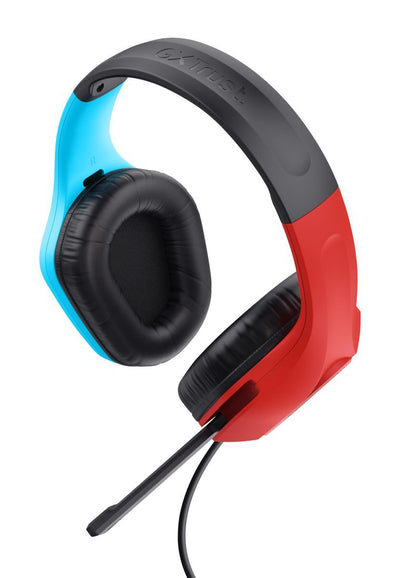 Trust GXT 416S Zirox Auricolare Cablato A Padiglione Gaming Nero, Ciano, Rosso [25423]