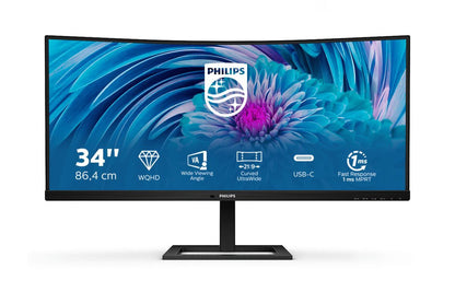 Philips E Line 346E2CUAE/00 Monitor PC 86,4 cm (34") 3440 x 1440 Pixel Wide Quad HD+ LCD Nero [346E2CUAE/00]