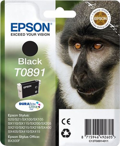 Epson Monkey Inchiostro nero singolo DURABrite Ultra Scimmia T0891 [C13T08914011]