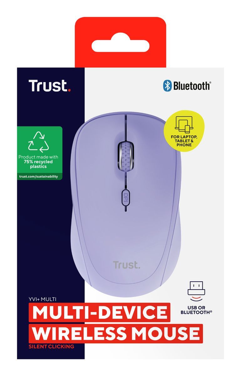 Trust Yvi+ mouse Universale Ambidestro RF senza fili + Bluetooth Ottico 1600 DPI [25583]
