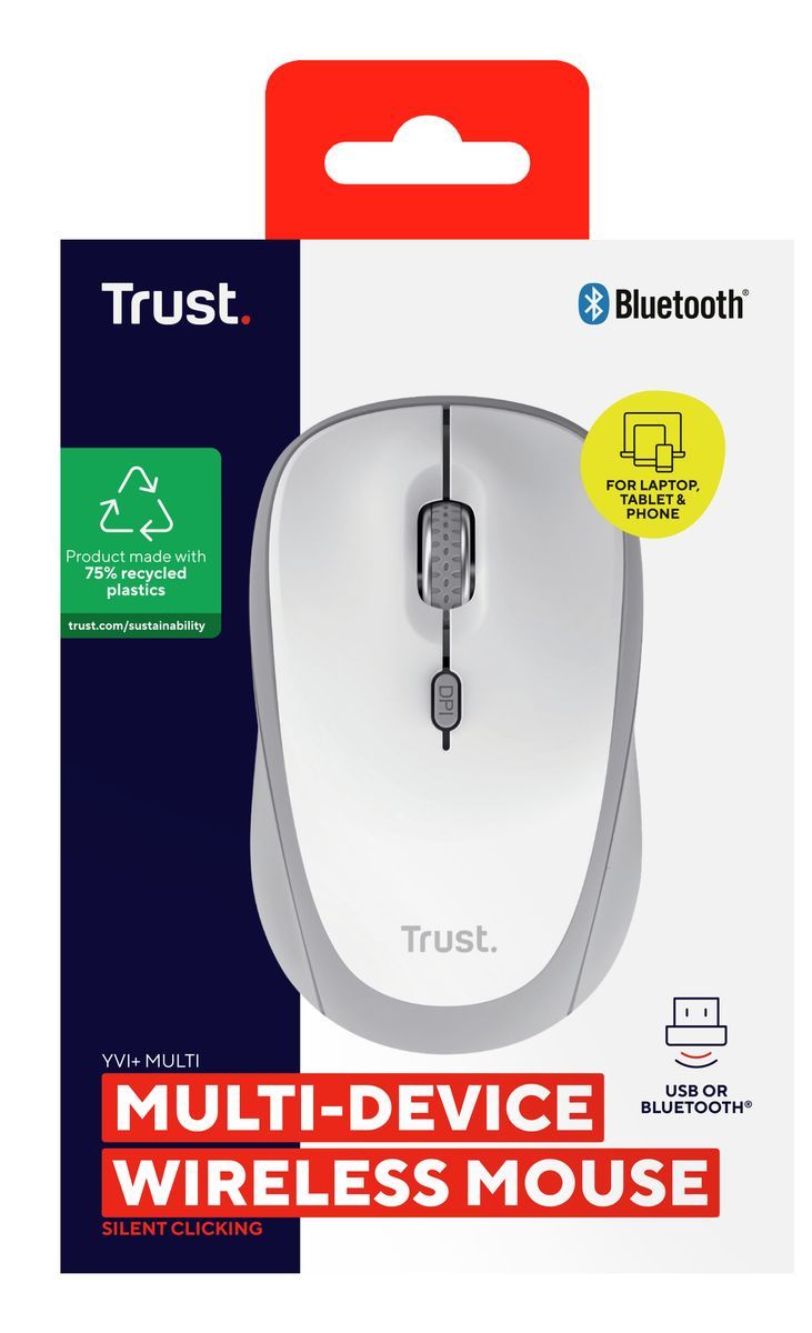 Trust Yvi+ mouse Universale Ambidestro RF senza fili + Bluetooth Ottico 1600 DPI [25454]