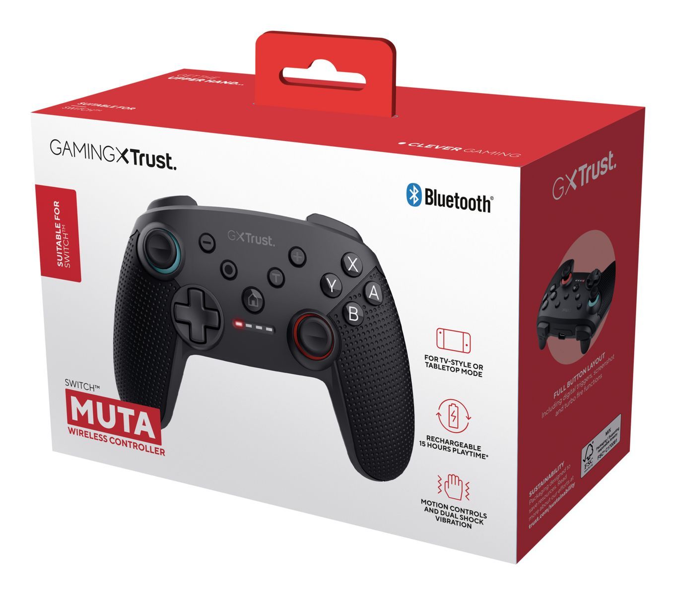 Trust GXT 1246 MUTA Nero Bluetooth Gamepad Nintendo Switch, Nintendo Switch Lite [25425]