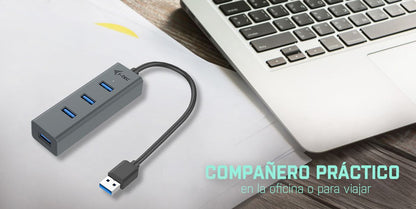 i-tec Metal U3HUBMETAL403 hub di interfaccia USB 3.2 Gen 1 (3.1 Gen 1) Type-A 5000 Mbit/s Grigio [U3HUBMETAL403]
