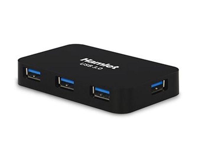 Hamlet Hub Usb 3.0 a 4 porte 5 Gbps con alimentatore [XHUB430BKPW]