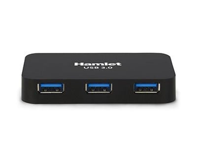 Hamlet Hub Usb 3.0 a 4 porte 5 Gbps con alimentatore [XHUB430BKPW]