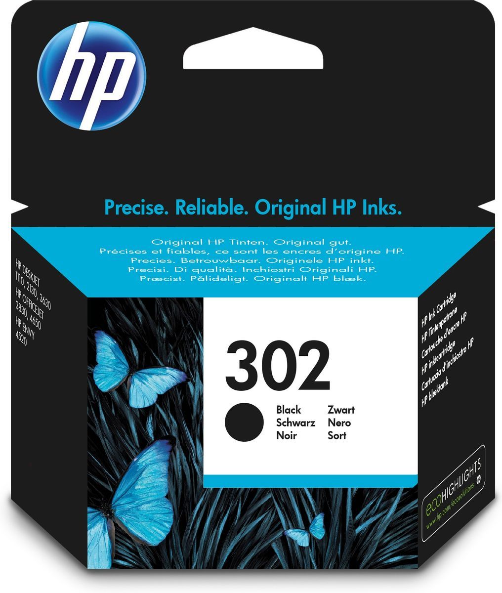HP 302 BLACK INK CARTRIDGE [F6U66AE#UUS]