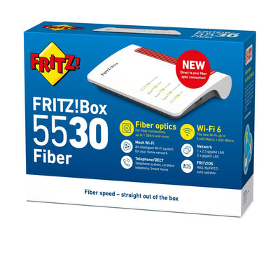 Box FRITZ! 5530 Fiber AON router wireless Gigabit Ethernet Dual-band (2.4 GHz/5 GHz) Bianco [20002937]