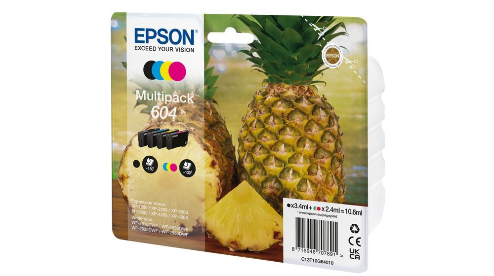 Epson 604 cartuccia d'inchiostro 4 pz Originale Resa standard Nero, Ciano, Magenta, Giallo [C13T10G64010]