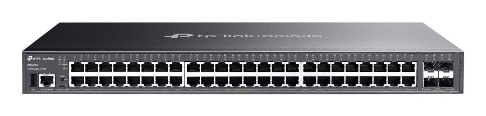 TP-Link - SG5452X - Omada 48-Port Gigabit Stackable Lite L3 Managed Switch with 4 10G Slots, 48 Gigabit RJ45 Ports, 4 10G SFP+ Slots, RJ45/USB Type C Console Port, 1 USB2.0 Port, 1U 19-inch Rack-mo [SG5452X]