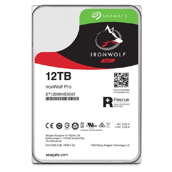 Seagate IronWolf Pro ST12000NT001 disco rigido interno 12 TB 7200 Giri/min 256 MB 3.5" Serial ATA III [ST12000NT001]