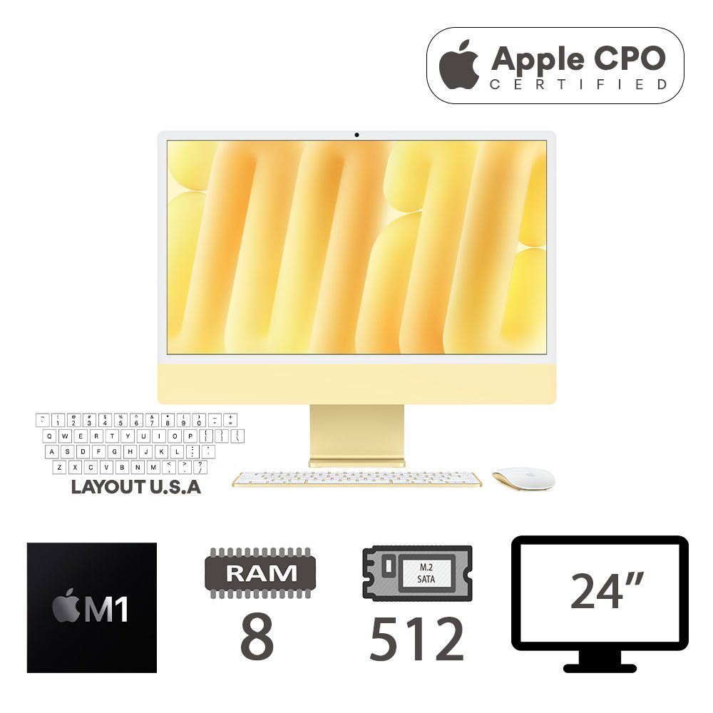 IMAC 24 4,5K (2021)M1-8C/8/512/8C GPU/YLLW/2Y-CTO [008028PCR-EU]