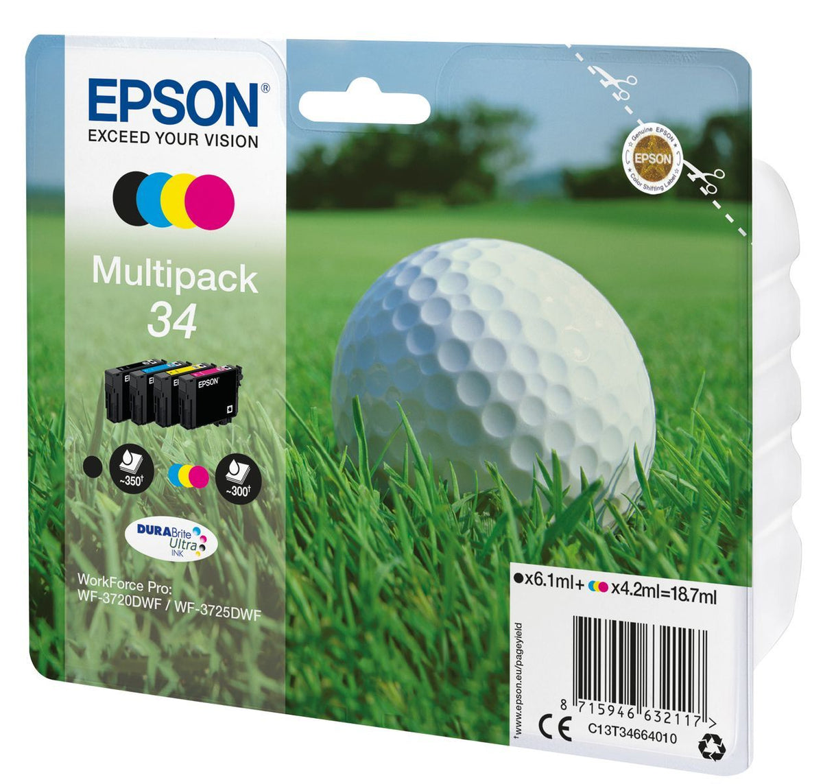 Epson Golf ball Multipack 4 colori DURABrite Ultra Pallina da golf 34 [C13T34664010]