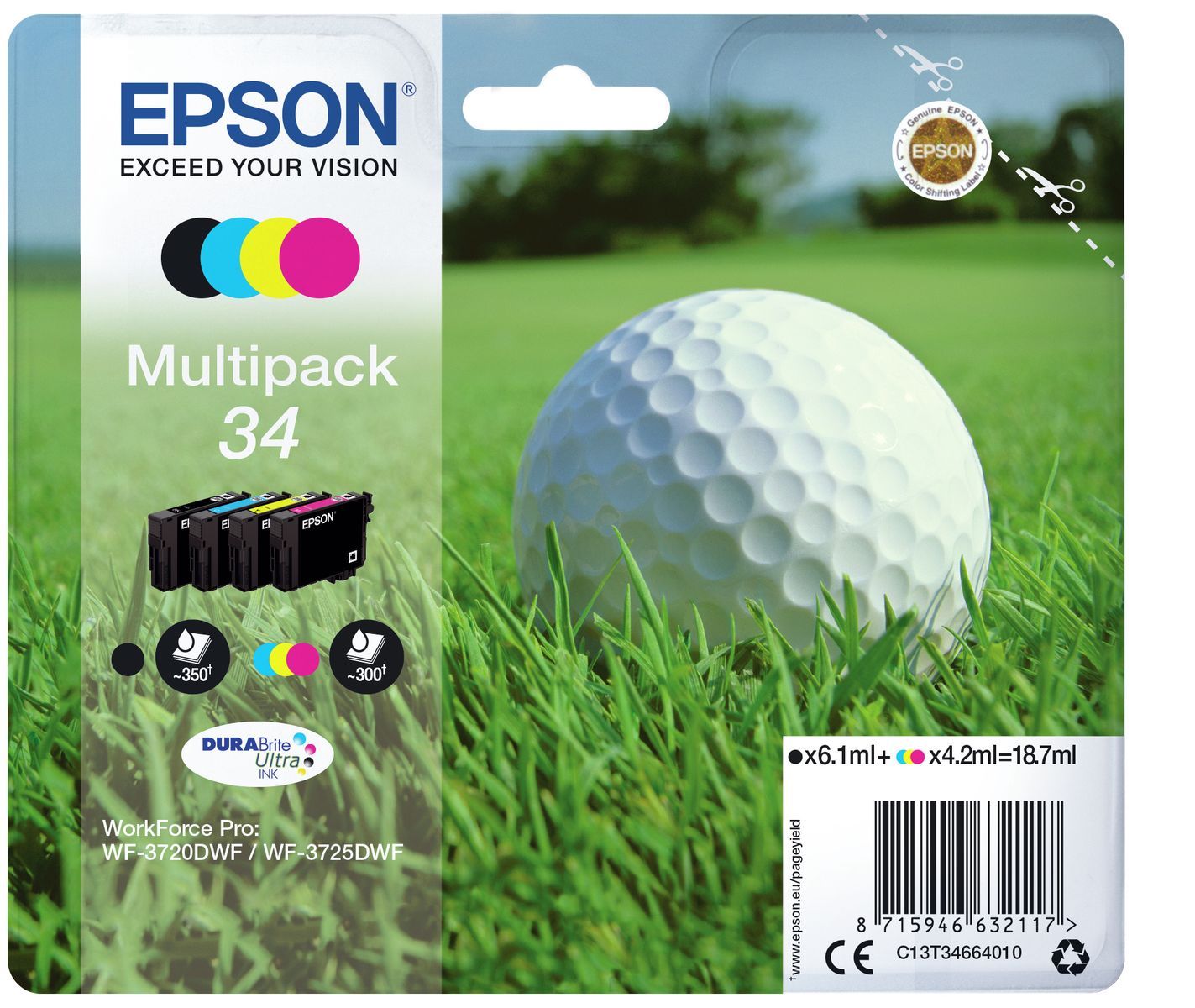 Epson Golf ball Multipack 4-colours 34 DURABrite Ultra Ink [C13T34664010]