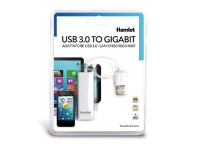 Hamlet Adattatore USB 3.0 to Gigabit Lan velocità di trasfermento fino a 5 Gbps [HNU3GIGA]