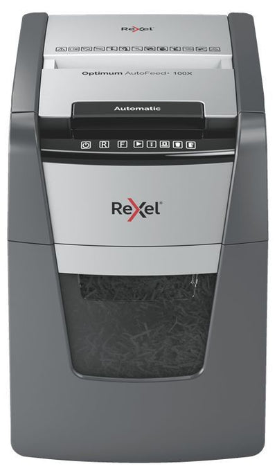 Rexel Distruggidocumenti automatico Optimum AutoFeed+ 100X con taglio a frammenti [2020100XEU]
