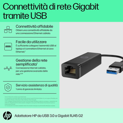 HP Adattatore G2 USB 3.0 a Gigabit RJ45 [4Z7Z7AA]