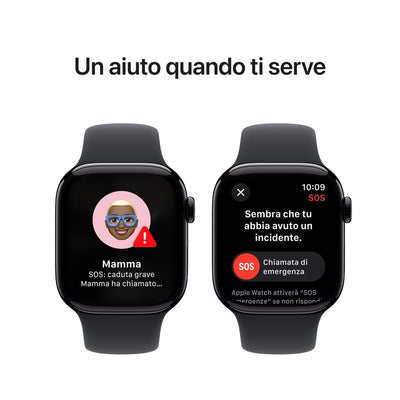 Apple Watch Series 10 Serie 10 GPS 42mm Cassa in Alluminio color Jet Black con Nero Sport Band - S/M [MWWE3QL/A]