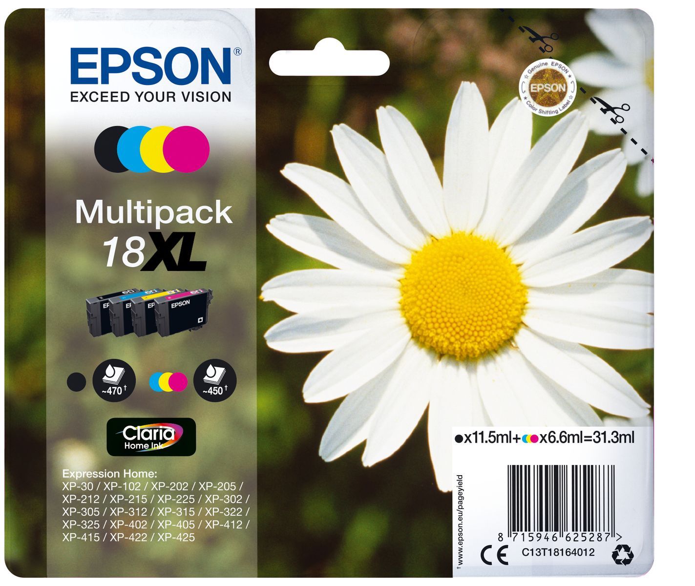 Epson Daisy Multipack Margherita 4 colori Inchiostri Claria Home 18XL [C13T18164012]