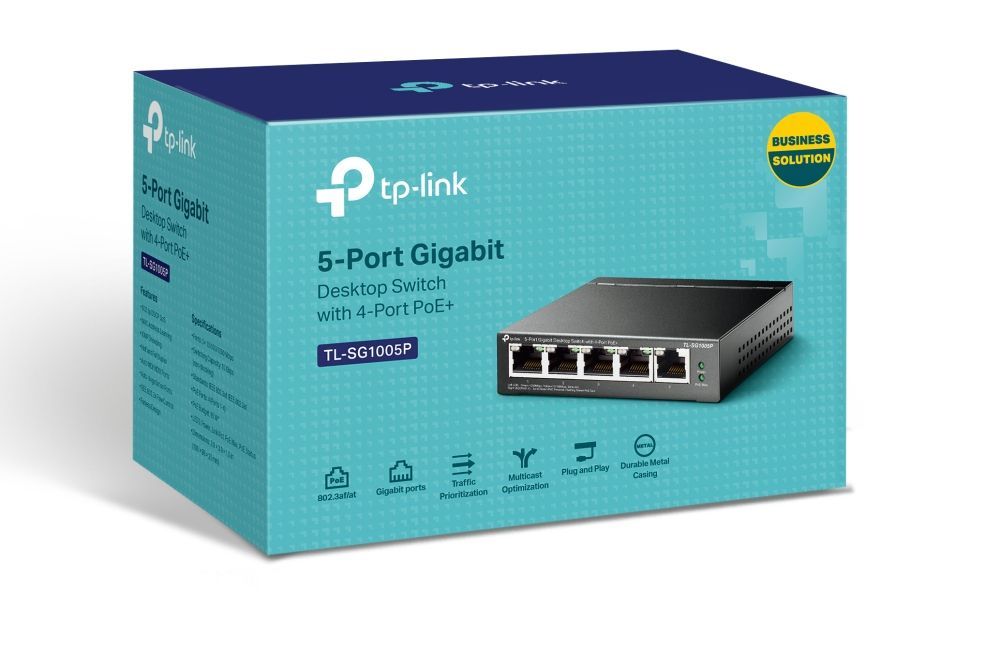 TP-Link TL-SG1005P switch di rete Non gestito Gigabit Ethernet (10/100/1000) Supporto Power over Ethernet (PoE) Nero [TL-SG1005P]