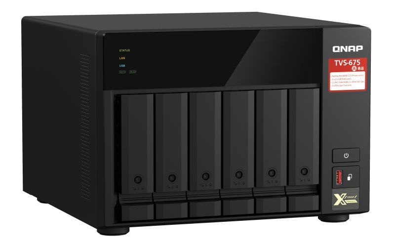 QNAP TVS-675 NAS Tower ZhaoXin KaiXian KX-6000 KX-U6580 8 GB DDR4 0 TB QuTS hero Nero [TVS-675-8G]