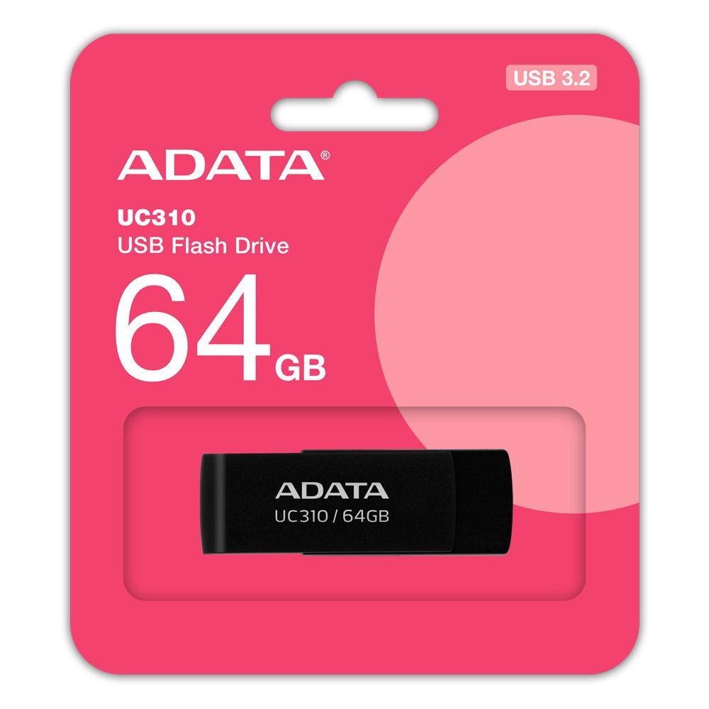 ADATA UC310 unità flash USB 64 GB USB tipo A 3.2 Gen 1 (3.1 Gen 1) Nero [UC310-64G-RBK]