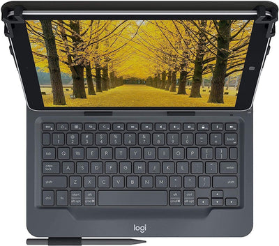 Logitech Universal Folio Cover iPad o Tablet con Tastiera Bluetooth Wireless, Per la maggior parte dei tablet da 9-10", iOS, Android, Windows, Italiano Qwerty, Nero [920-008335]