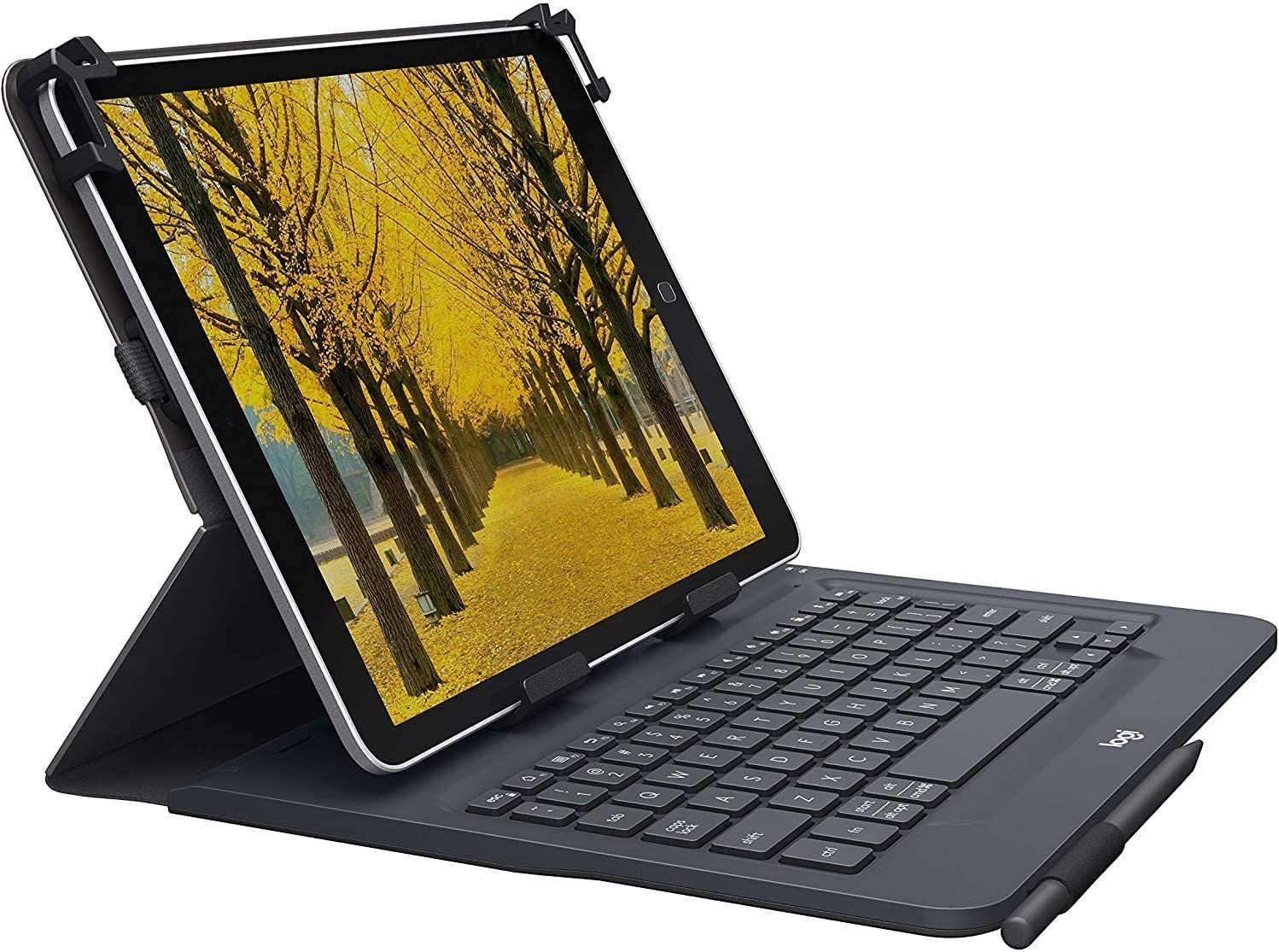 Logitech Universal Folio Cover iPad o Tablet con Tastiera Bluetooth Wireless, Per la maggior parte dei tablet da 9-10", iOS, Android, Windows, Italiano Qwerty, Nero [920-008335]