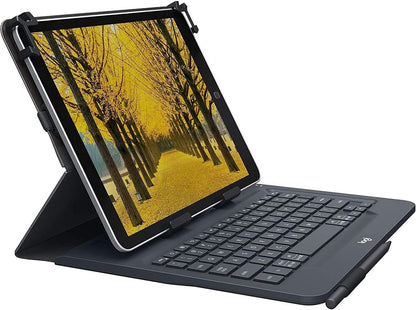 Logitech Universal Folio Cover iPad o Tablet con Tastiera Bluetooth Wireless, Per la maggior parte dei tablet da 9-10", iOS, Android, Windows, Italiano Qwerty, Nero [920-008335]