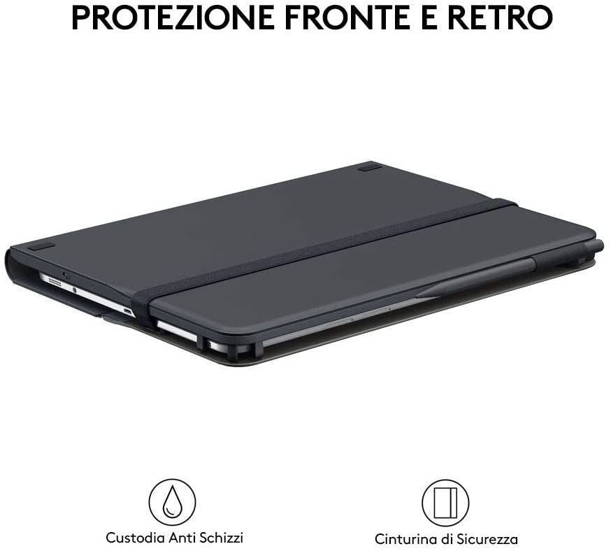 Logitech Universal Folio Cover iPad o Tablet con Tastiera Bluetooth Wireless, Per la maggior parte dei tablet da 9-10", iOS, Android, Windows, Italiano Qwerty, Nero [920-008335]