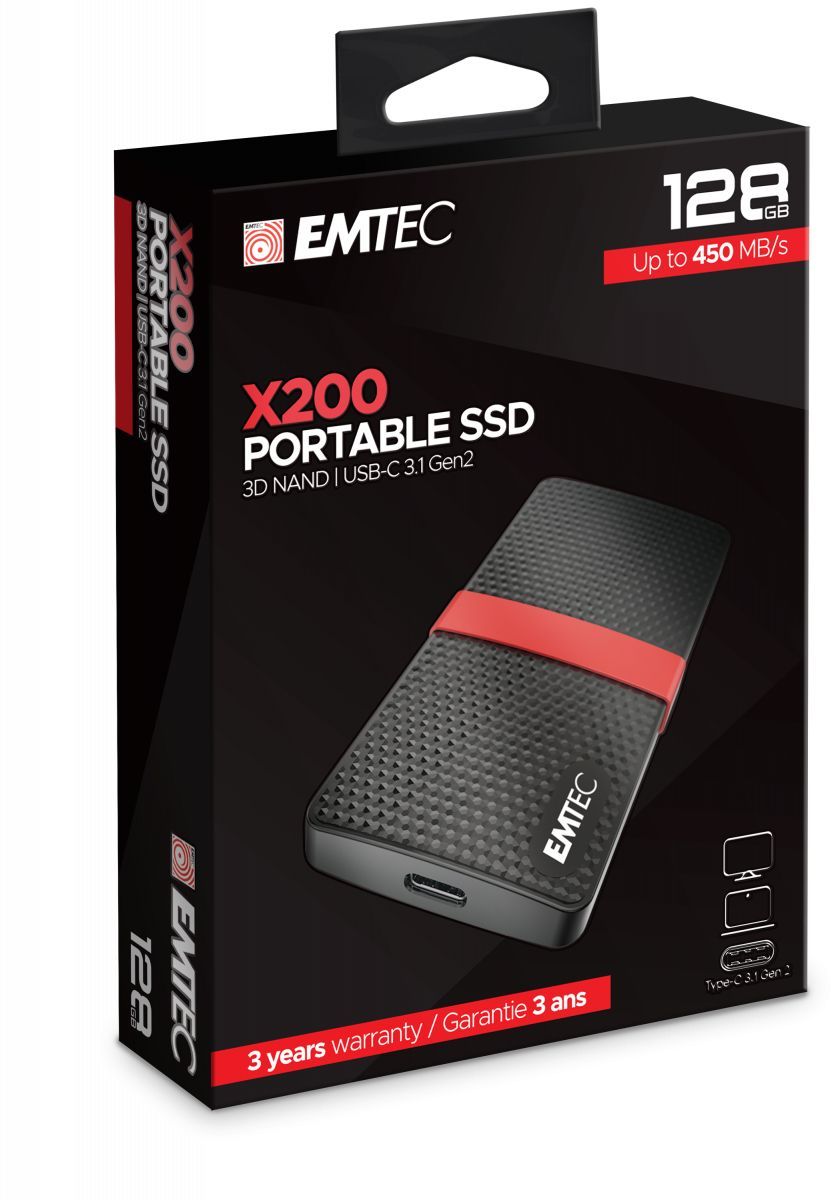 Emtec X200 128 GB USB tipo-C 3.2 Gen 1 (3.1 Gen 1) Nero, Rosso [ECSSD128GX200]