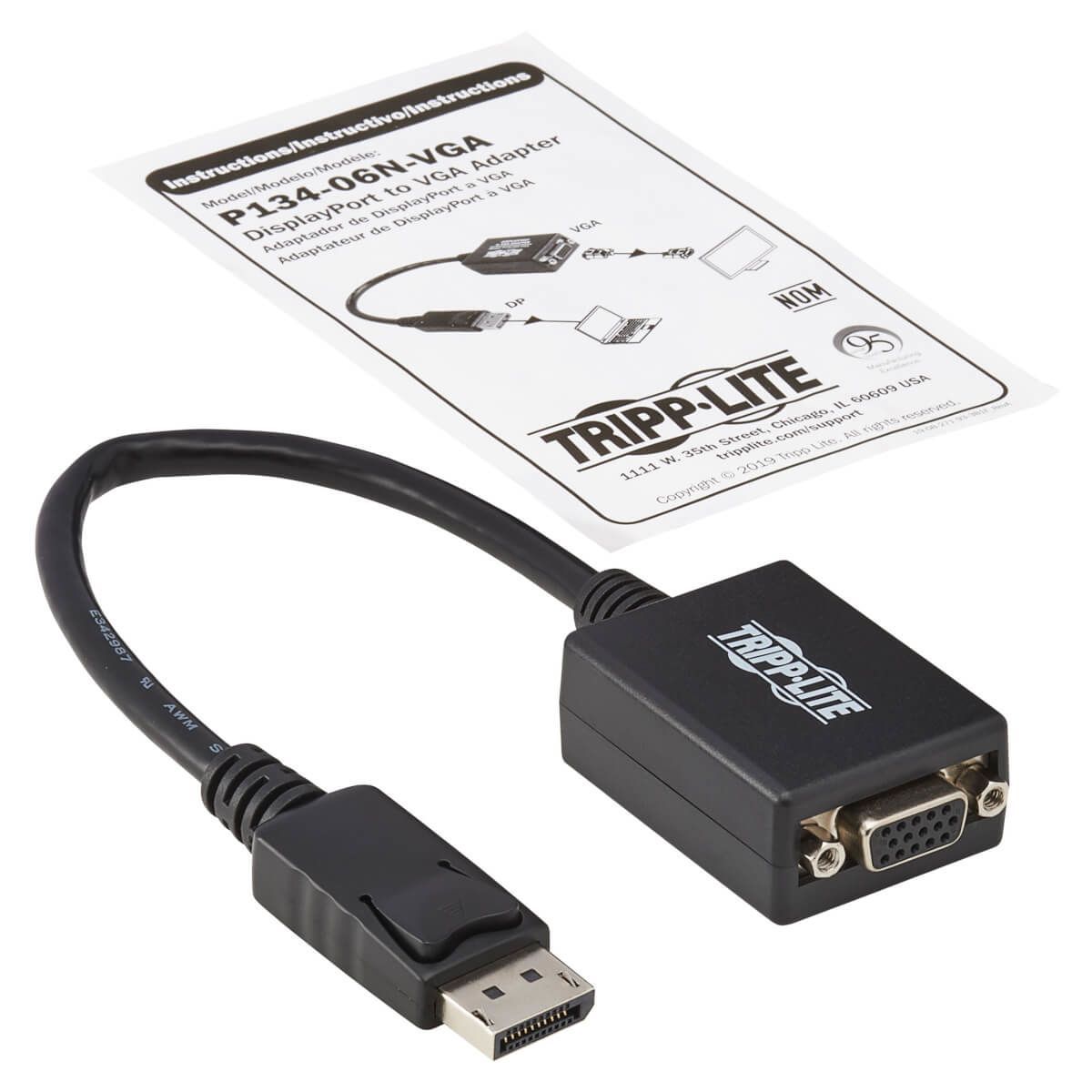 Tripp Lite P134-06N-VGA cavo e adattatore video 0,15 m DisplayPort VGA (D-Sub) Nero [P134-06N-VGA]