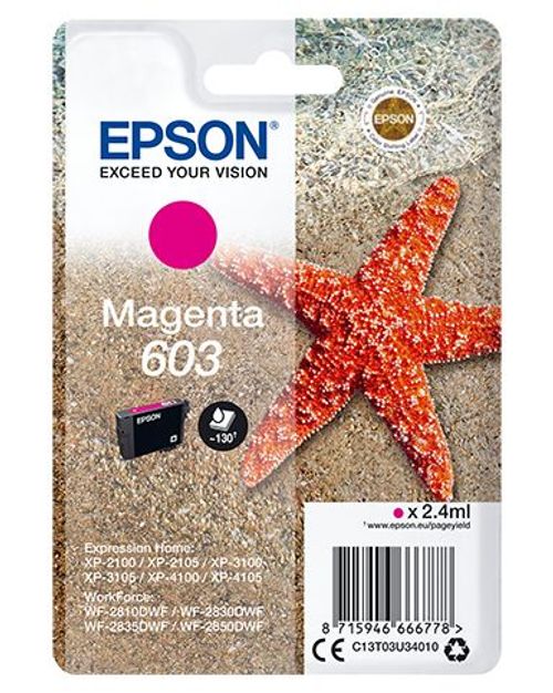 Epson Singlepack Magenta 603 Ink [C13T03U34010]