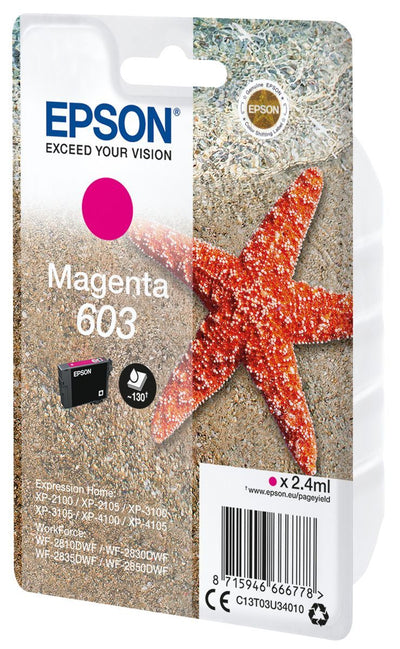 Epson Singlepack Magenta 603 Ink [C13T03U34010]